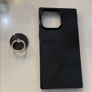Sleek Black Phone Case with Ring Holder I phone 16 pro max